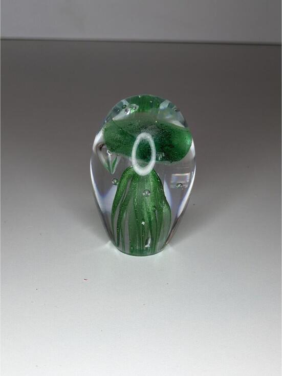 Other - Art Glass Hand Blown Glass Green Jellyfish Paperweight